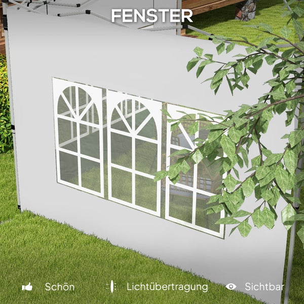 Seitenteil für Pavillon mit drei Rundbogenfenstern für Lichtdurchlass und Sichtbarkeit im Garten.