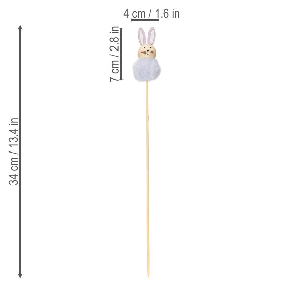 Dekorativer Holzstab mit Hasenmotiv, 34 cm lang