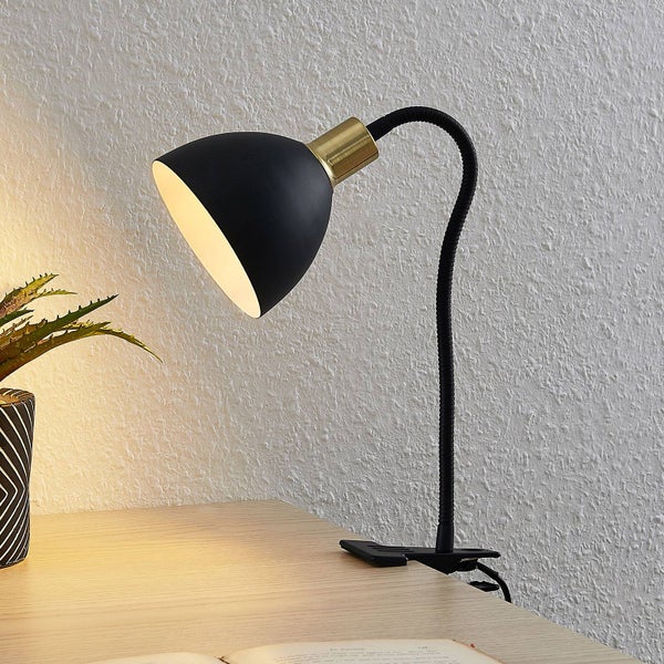 Lindby Klemmleuchte Genora (Modern) in Schwarz aus Metall (1 flammig, E14) - Tischlampe Tischleuchte Leselampe Nachttischlampe Wohnzimmerleuchte
