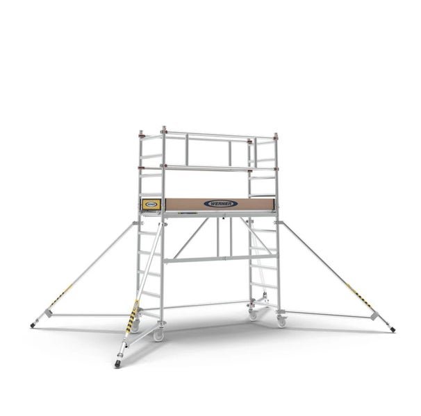 Rollgerüst aus Metall mit Auslegern und Werner Logo