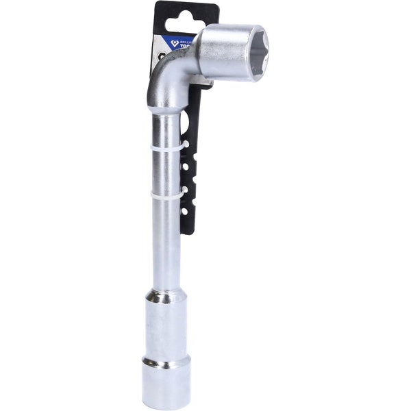 L-förmiger Steckschlüssel aus silbernem Metall mit Sechskant-Profil und Brilliant Tools Logo.