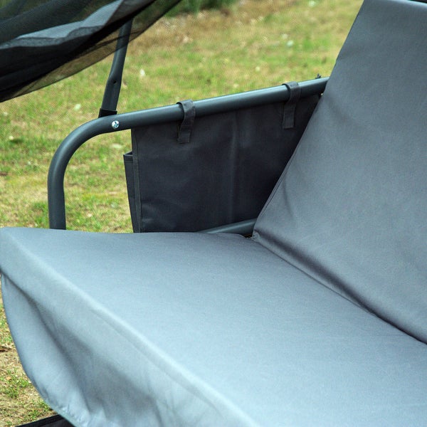Outsunny Hollywoodschaukel, 3-Sitzer Gartenschaukel mit Seitenwänden, 240x140x197cm, Metall, Polyester, Oxford, Moskitonetz, Grau