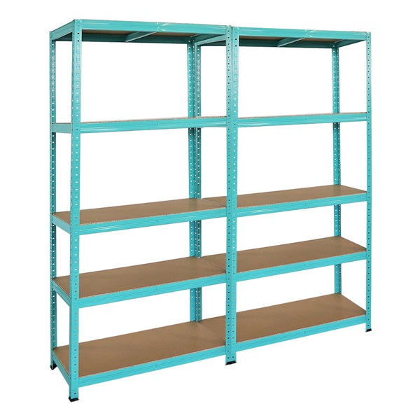 PROREGAL Mega Deal 2x Schwerlastregal GREEN HULK, HxBxT 180x90x40cm, Fachlast 175kg, 5 Ebenen, Grün, Kellerregal, Steckregal, Garagenregal, Lagerregal