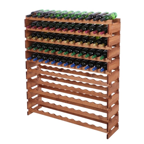 Weinregal VINOTECA FLEX PRO HxBxT 135x123x28cm 120 Flaschen auf 10 Ebenen Massives Kiefernholz Braun geölt