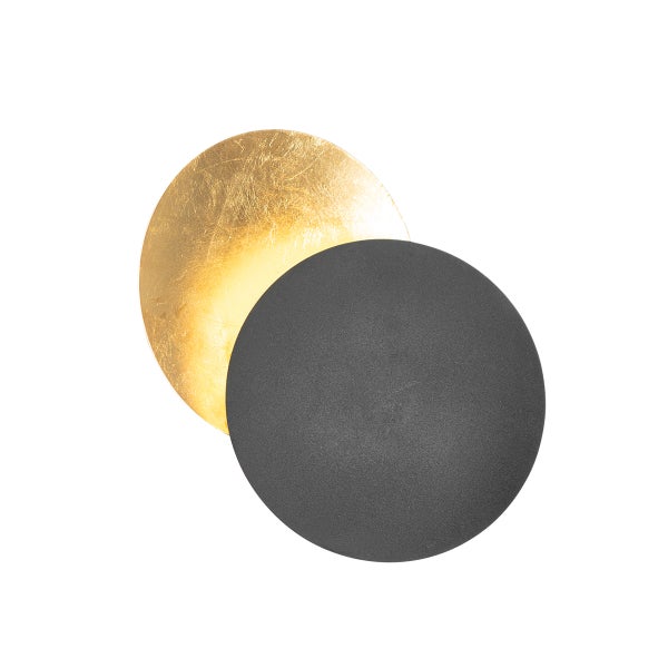 Wandleuchte mit runder Form und goldener und dunkler Oberfläche