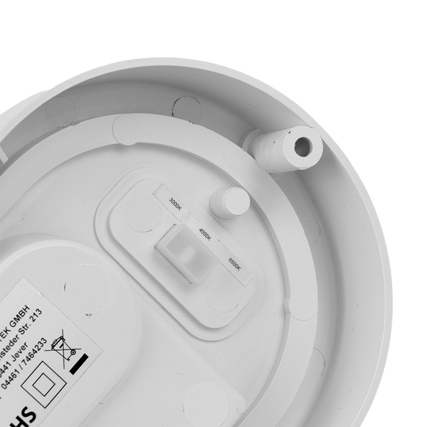 Detailansicht einer Lampe mit Schalter zur Einstellung der Farbtemperatur