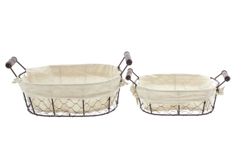 FRANK FLECHTWAREN | Füllkorb Metall, 2er Set, METALL, 23 x 15 x 8 cm, 29 x 19 x 10 cm