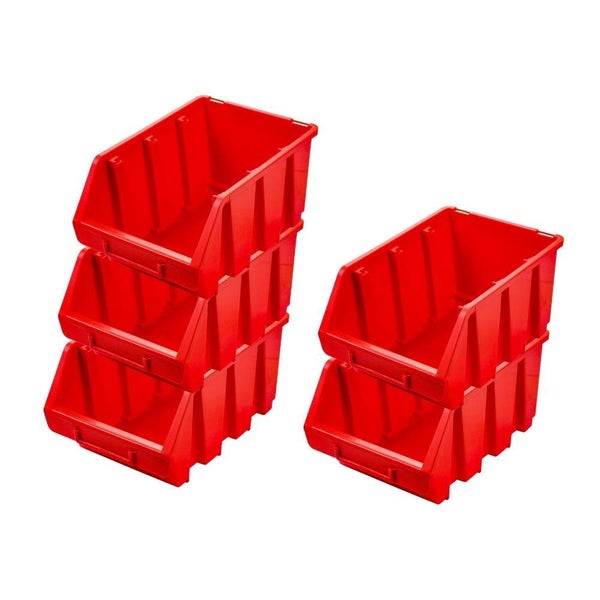 PROREGAL SuperSparSet 5x Sichtlagerbox 3 HxBxT 12,6 x 17 x 24 cm Polypropylen Rot