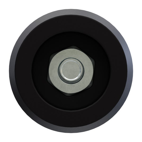 Schwarze Laufrolle mit Sechskantmutter