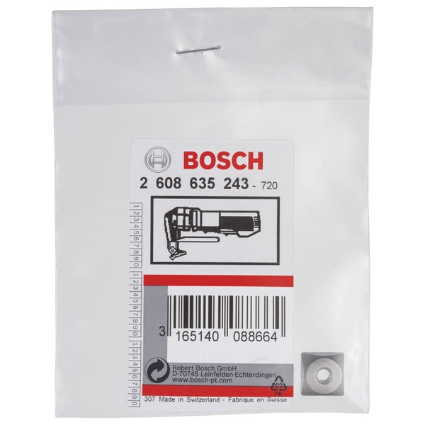 Bosch Ersatzmesser in Klarsichtverpackung mit Produktetikett und Artikelnummer 2 608 635 243.