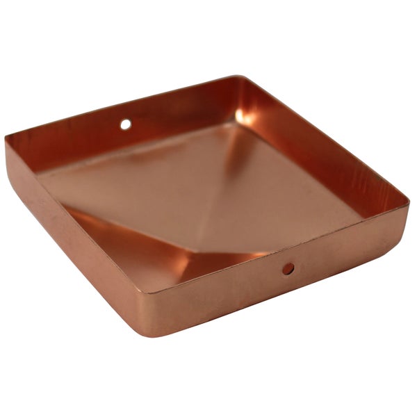 Kupferfarbene Zaunpfostenabdeckung aus Metall mit quadratischer Form