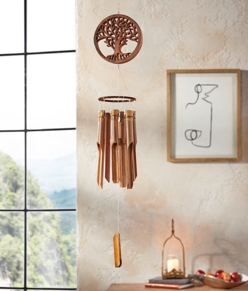 FRANK FLECHTWAREN | Windspiel Lebensbaum, HOLZ, H: 90 cm