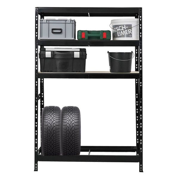 PROREGAL Mega Deal 5x Reifenregal Tiger HxBxT 180 x 120 x 40 cm bis zu 6 Reifen auf 1 Ebene mit 3 Fachboden Schwarz