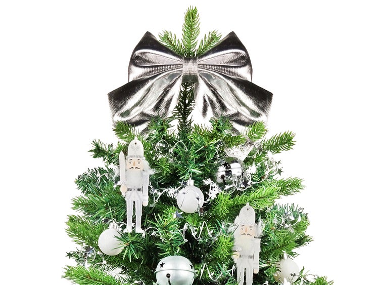 Geschmückter künstlicher Weihnachtsbaum SILVER SOLDIER 60 cm mit LED-BELEUCHTUNG IM TOPF