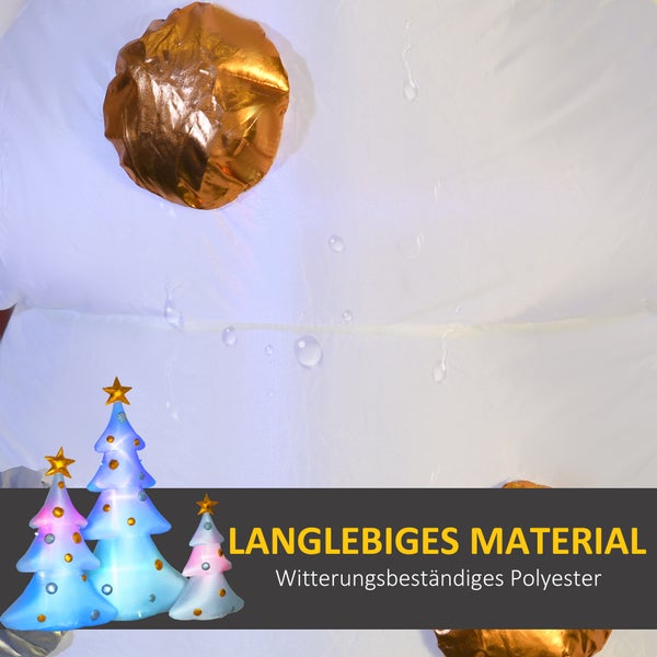 HOMCOM Aufblasbare Weihnachtsdekoration mit LED-Licht, 3er-Set, selbstaufblasend, für Weihnachtsfeiern, 239L x 77B x 210H cm, Polyester-Stoff, Mehrfarbig
