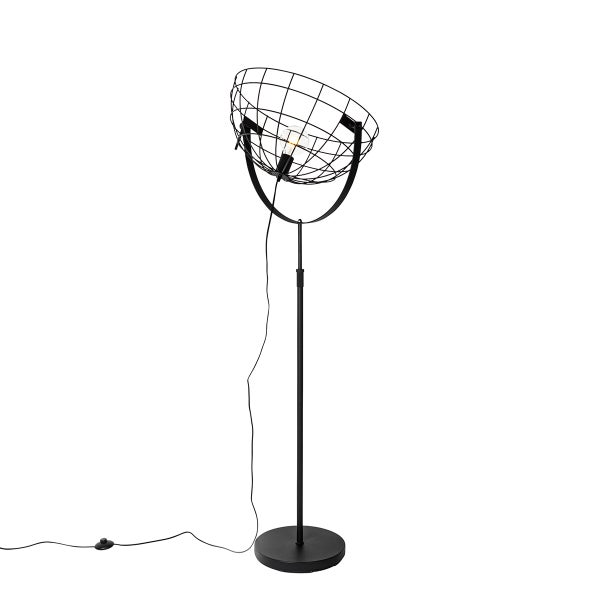 Stehlampe mit kugelförmigem Lampenschirm aus Metallgitter