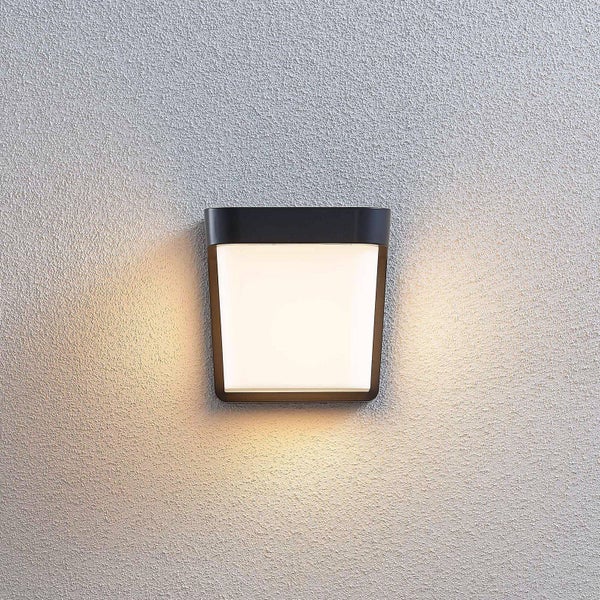 Lindby LED Wandleuchte außen Adenike (spritzwassergeschützt (Modern) in Schwarz (1 flammig, ) - Außenwandleuchten Wandlampe Led Außenlampe Outdoor für