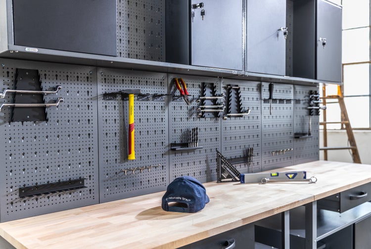 Ondis24 Werkstatt Set Klaus 240 cm 2 Schränke, Werkstatteirichtung, Werkbank
