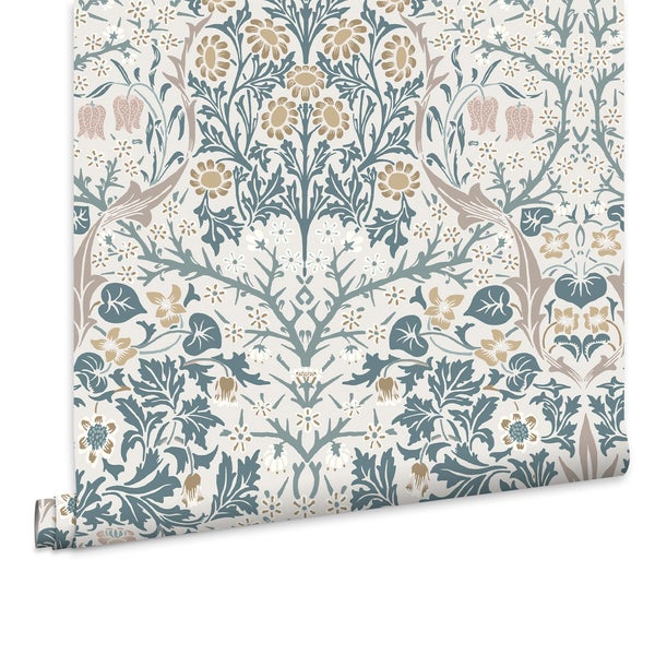 Tapete mit floralem Jugendstil Muster in historischem Design für eine dekorative Wandgestaltung.