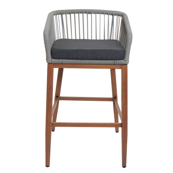 Barhocker mit Armlehne, Holzgestell und Sitzkissen