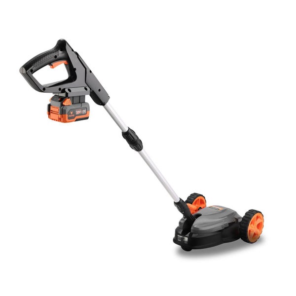Fuxtec Akku-Rasentrimmer mit Rädern und Teleskopstiel, 20 Volt System