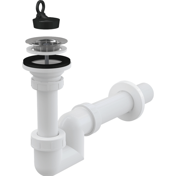 Siphon für Waschbecken mit Ablaufventil und Stöpsel