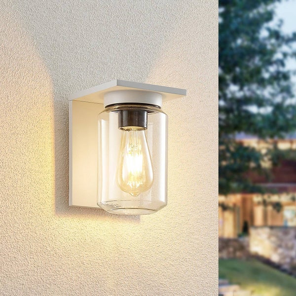 Lucande Wandleuchte außen Semka (spritzwassergeschützt (Modern) in Weiß aus Aluminium (1 flammig, E27) - Außenwandleuchten Wandlampe Led Außenlampe Outdoor für Außenwand/Hauswand Haus