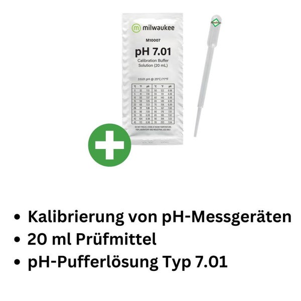 Milwaukee pH-Kalibrierlösung 7,01 – 20 ml für präzise Wasseranalyse und zuverlässige pH-Messgeräte-Kalibrierung