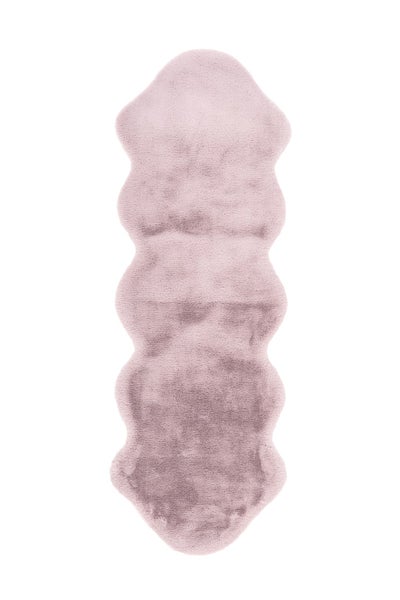 Altrosa Läufer aus Kunstfell in Schafsfell-Optik, weich und flauschig.