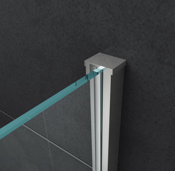 Detailansicht einer Duschkabine mit Rahmen und Glaselement