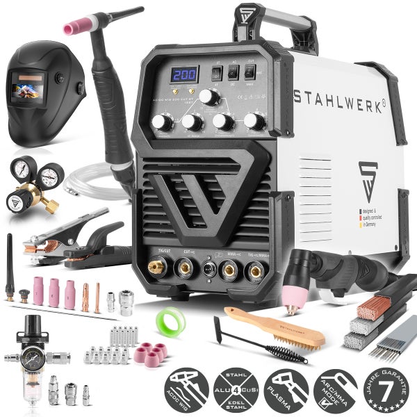 Stahlwerk Kombi-Schweißgerät mit Schweißhelm, Schweißbrenner, Druckminderer und Zubehör