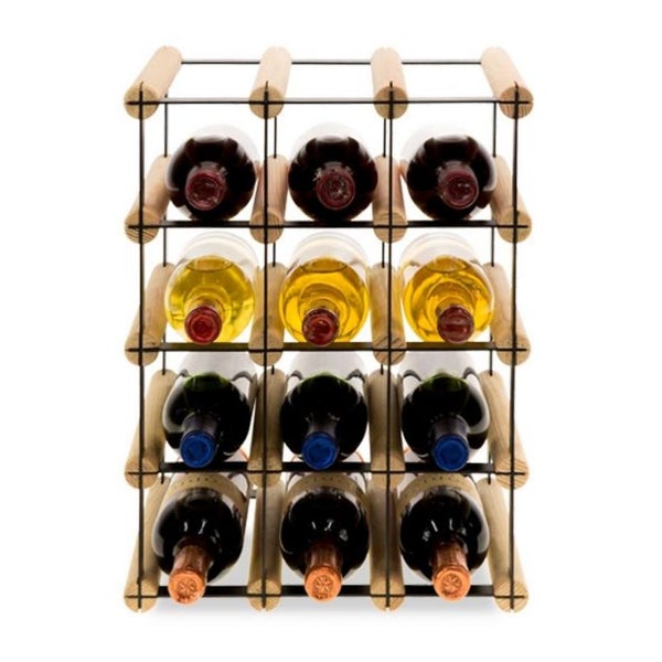 PROREGAL Modulares Weinregal Vinotega Mod Metal HxBxT 42,5 x 32,5 x 24,5 cm 3 x 4 Flaschen Massives Kiefernholz Natur