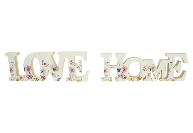 FRANK FLECHTWAREN | Schriftzug Love Home, 2tlg., MDF, 29 x 2 x 10,5 cm