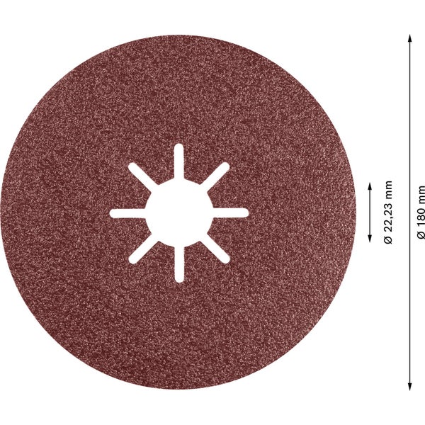Schutzhandschuhe halten eine Fiberscheibe mit X-Lock-System an einem Winkelschleifer