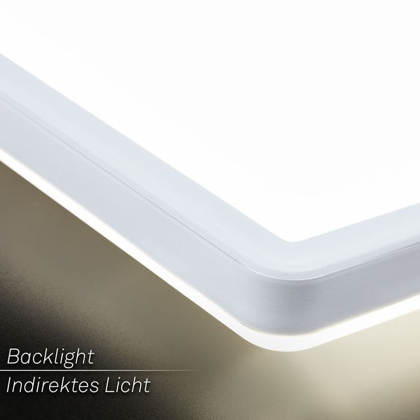 LED Deckenleuchte - 22W, 3000 lm, On/Off, Backlighteffekt, neutralweiß, IP20, weiß
