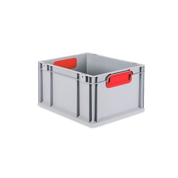 PROREGAL Spar Set 5x Eurobox Nextgen Color Mit Auflagedeckel & Schiebeschnappverschlüsse HxBxT 22 x 30 x 40 cm Griffe Rot Geschlossen Glatter Boden