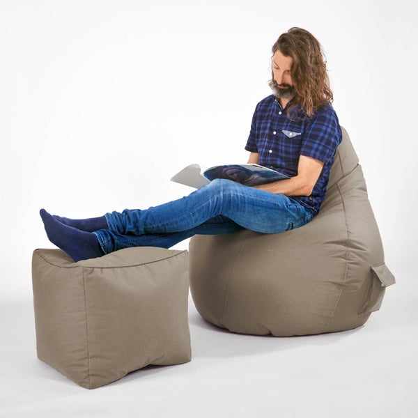 Green Bean Sitzsack-Hocker 40x40x40cm mit EPS-Perlen Füllung - Fußhocker Fußkissen Sitz-Pouf für Sitzsäcke - Bodenkissen für Kinder und Erwachsene - Fußablage Sitzkissen Sitzhocker Khaki