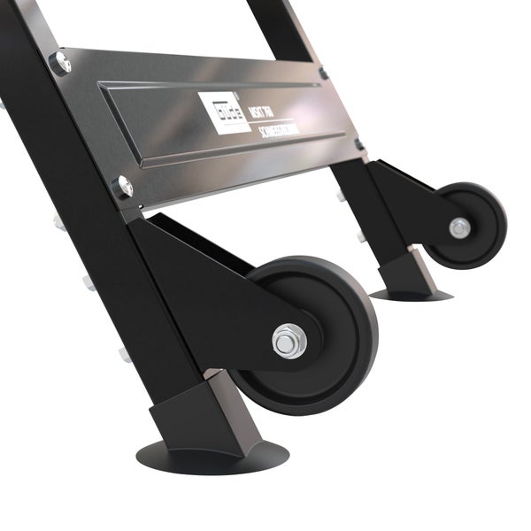 Detailansicht eines Schweißgerätes mit Rollen für den Transport.