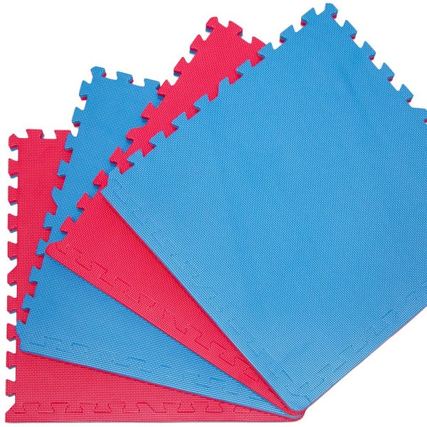 4 Bodenmatten 63x63cm 2cm Puzzlematte Fitnessmatte Sportmatte Gymnastik Rot Blau