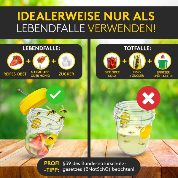 SilverRack Wespenfalle 3er Set - Wespenfalle für draußen - Wespen vertreiben - Mittel gegen Wespen - Wespenabwehr