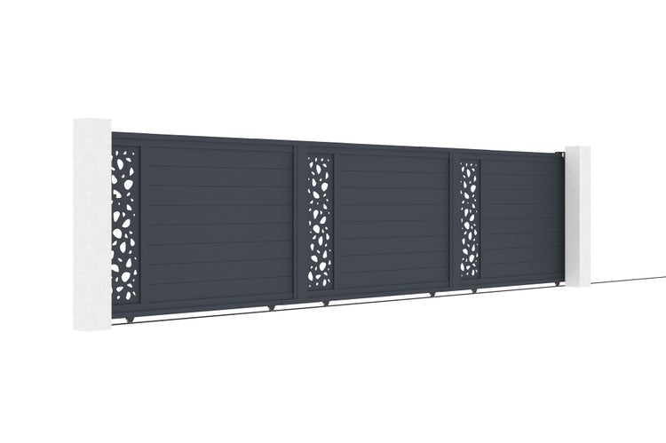 Schiebetor 6m SUNNY H.140cm Aluminium + TANKER C600 Motorisierung