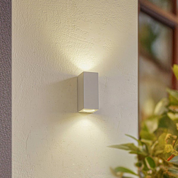 Lucande Wandleuchte außen Xava (Modern) in Weiß aus Aluminium (2 flammig, GU10) - Außenwandleuchten Wandlampe Led Außenlampe Outdoor für Außenwand/Hauswand Haus Terrasse & Balkon