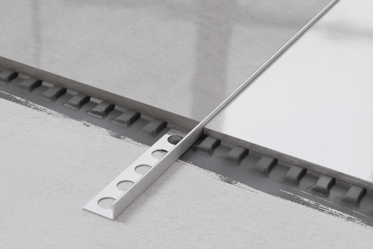 Edelstahl J Eckprofil für Fliesen 1cm x 244cm - Satiniertes Silber