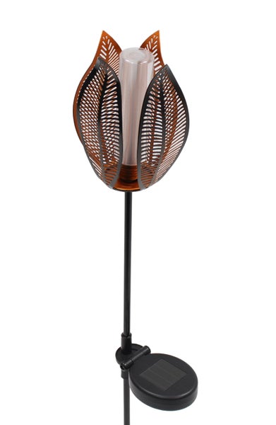 FRANK FLECHTWAREN|Solarstecker Blume, 11,5 x 11,5 x 84 cm, METALL, KUNSTSTOFF