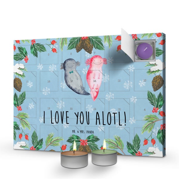 Mr. & Mrs. Panda Duftkerzen Adventskalender Axolotl Liebe - Blau Pastell