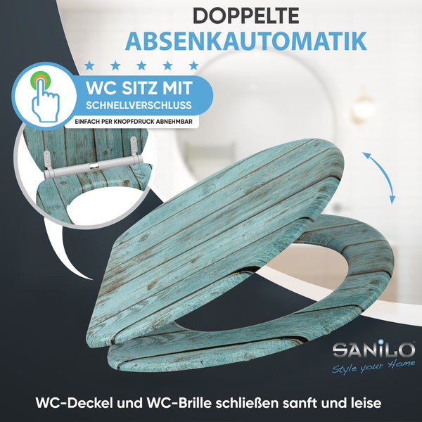 WC-Sitz mit Absenkautomatik und Holzoptik
