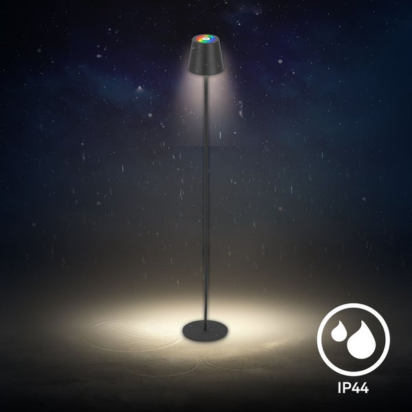 Briloner Coloris RGBW LED Stehlampe kabellos, Dimmbar, Touch, USB-C Aufladung, Kabellos, Anthrazit, 133 x Ø20,8 cm