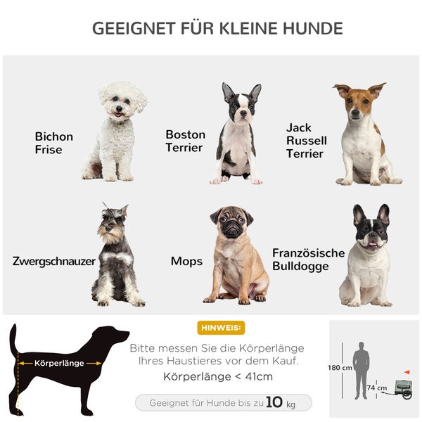 PawHut 3-in-1 Hundeanhänger Haustierhaus, Lastenanhänger Hundefahrradanhänger, Hundewagen mit Reflektoren für kleine Hunde bis 10 kg, Oxford, Grau