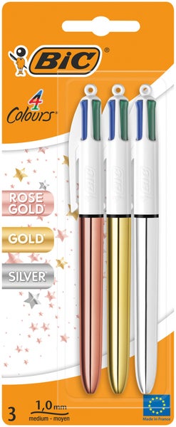 BIC Kugelschreiber 4 Farben rose gold 3er Set