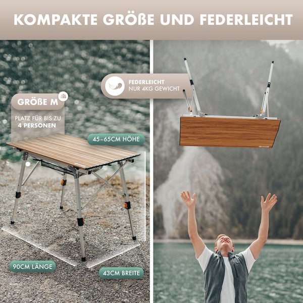 Naturbummler® Campingtisch [höhenverstellbar+Anti-Rost] sehr leicht Gr. M